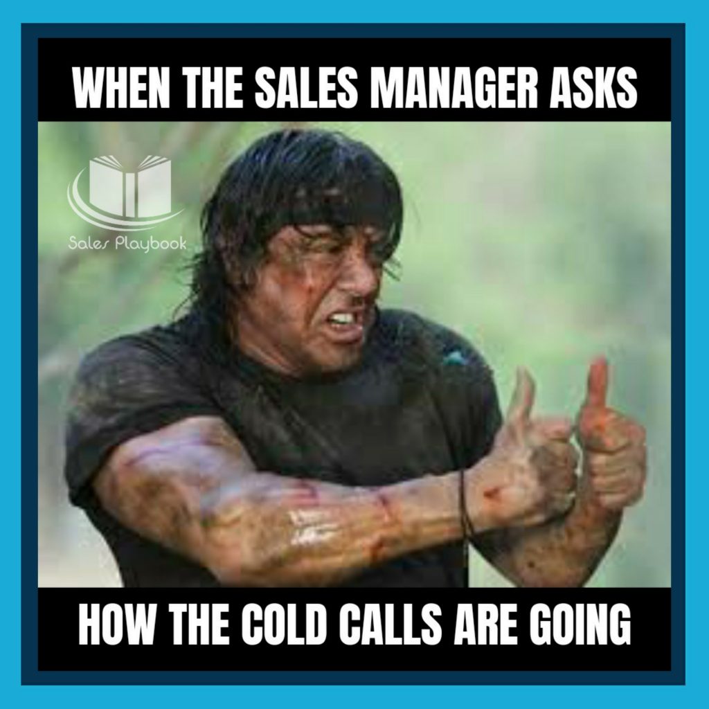 sales meme when the sales manager asks how the cold calls are going