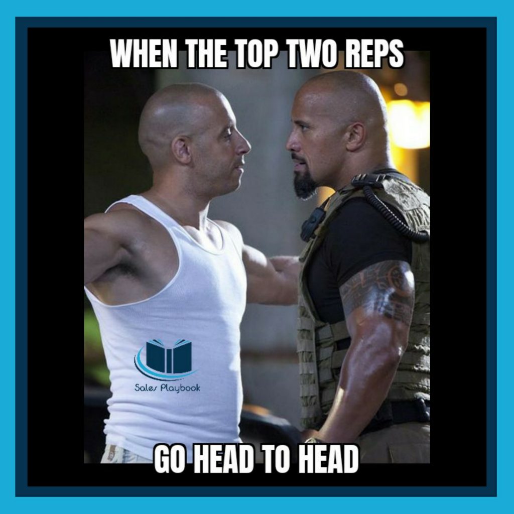 sales meme when the top two sales reps go head to head